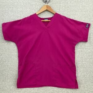Cherokee Workwear Scrub Top Womens Small Pink Short Sleeve Healthcare Uniform